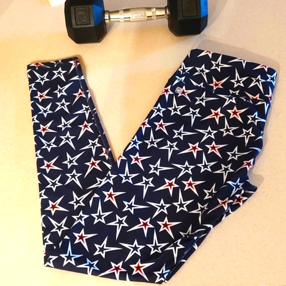 Fabletics Red White & Blue Stars High Waisted Workout Tights